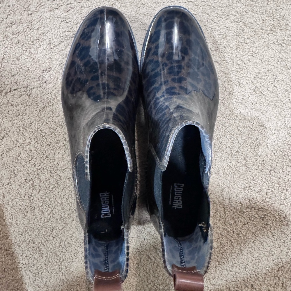 Cougar Dark Blue Leopard Ankle Boots